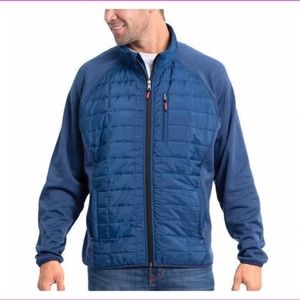 Men’s Orvis Blue Large L Mixed Media Full Zip Quilted Fleece Jacket Gorpcore